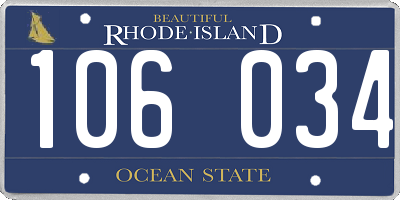 RI license plate 106034