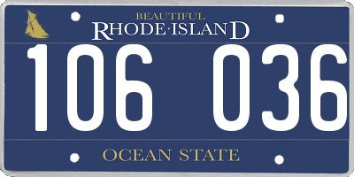 RI license plate 106036