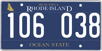 RI license plate 106038