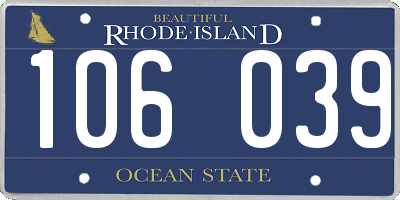 RI license plate 106039