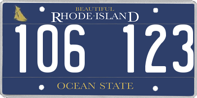 RI license plate 106123
