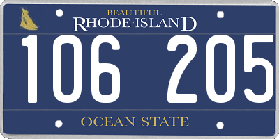 RI license plate 106205