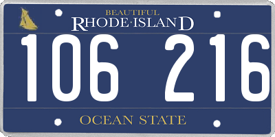 RI license plate 106216