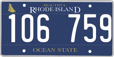 RI license plate 106759