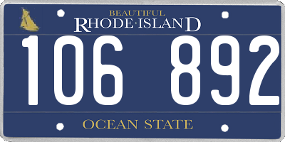 RI license plate 106892