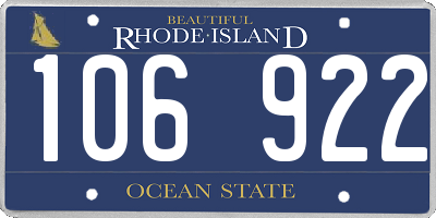 RI license plate 106922