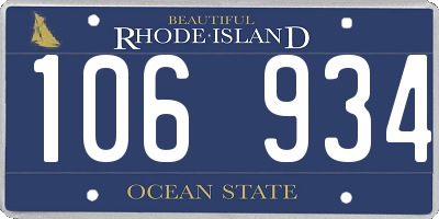 RI license plate 106934