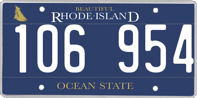 RI license plate 106954