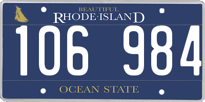RI license plate 106984