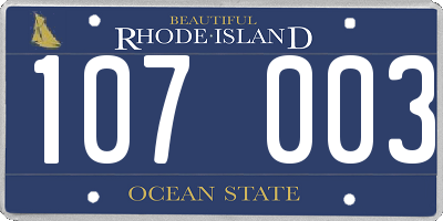 RI license plate 107003