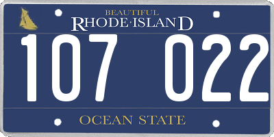 RI license plate 107022