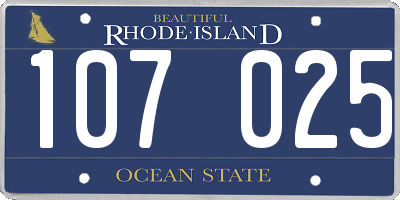RI license plate 107025