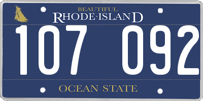 RI license plate 107092