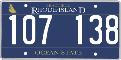 RI license plate 107138
