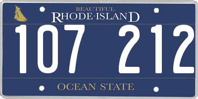 RI license plate 107212