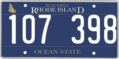 RI license plate 107398