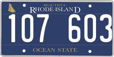 RI license plate 107603