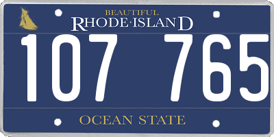 RI license plate 107765