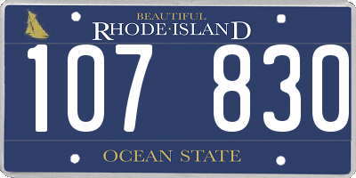RI license plate 107830