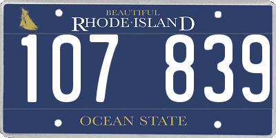RI license plate 107839