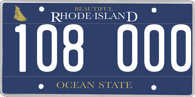 RI license plate 108000