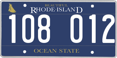 RI license plate 108012