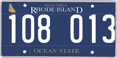 RI license plate 108013