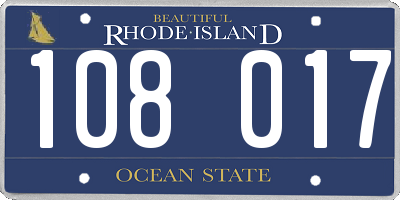 RI license plate 108017