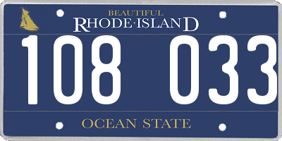 RI license plate 108033