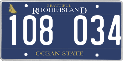 RI license plate 108034