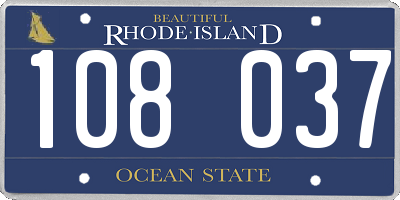 RI license plate 108037