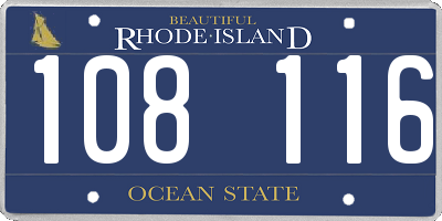 RI license plate 108116