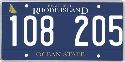 RI license plate 108205