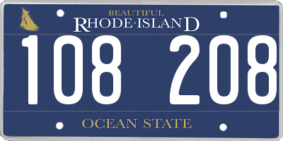 RI license plate 108208