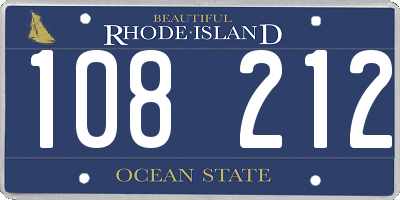 RI license plate 108212