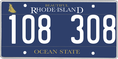 RI license plate 108308