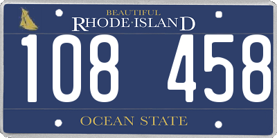 RI license plate 108458