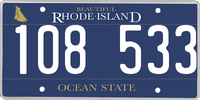 RI license plate 108533