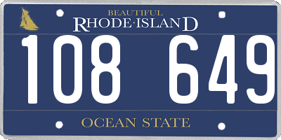 RI license plate 108649
