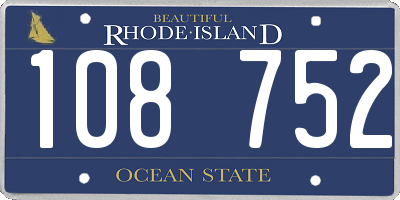 RI license plate 108752