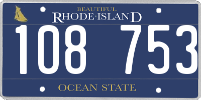 RI license plate 108753