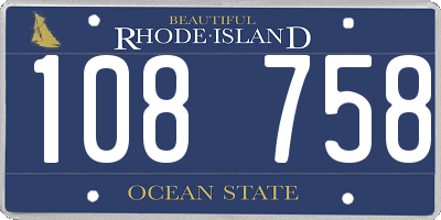 RI license plate 108758