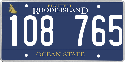RI license plate 108765