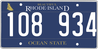 RI license plate 108934