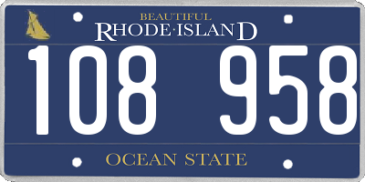 RI license plate 108958