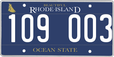 RI license plate 109003