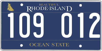 RI license plate 109012