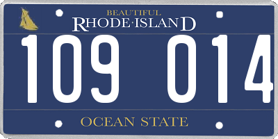RI license plate 109014