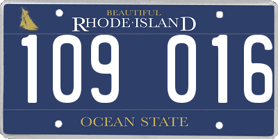 RI license plate 109016