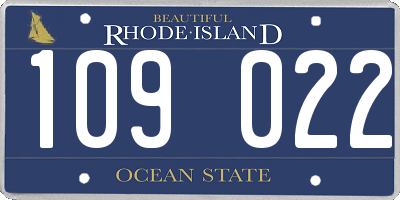 RI license plate 109022